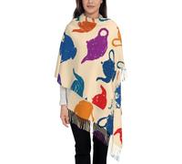 KazUp Tea Pots Pattern, Scarf Womens Large Soft Cashmere Feel Shawls Wraps Light Stole 192x75 cm