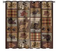 Kazynee Farmhouse Bear Moose Deer Room Darkening Blackout Window Curtains with Grommets,Country Style Vintage Retro Rustic Lodge Energy Efficient Window Treatment for Living Room 42x84in 2 Panels