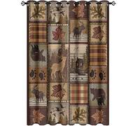 Kazynee Farmhouse Bear Moose Deer Ultra Soft Premier Blackout Curtains,Country Style Vintage Retro Rustic LodgeThermal Insulated Bedroom Noise Reducing Patio Door Grommet Top,21x63in 2 Panels