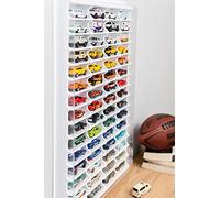 KB Tools Display Cabinet Compatible with Hot Wheels with Clear Cover - Toy Storage Shelves with 60 Slots - Durable Heavy Duty Plastic Cube Storage Box - Modern Design and Colours White
