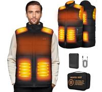 KBAFZD Heated Vest for Men with 10000 mAh Battery Pack,Intelligent Dual-Control 3-Speed Temperature Adjustable, Winter Heated Body Warmer for Sking (UK, Alpha, XXL, Regular, Regular, Normal)