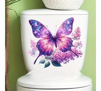 kbatuo Colorful Noble Butterfly Flowers Toilet Cover Sticker Decals,Flower leaf bird Waterproof Toilet Lid Tank Seat Decals Cistern Self-Adhesive Bathroom Wall Sticker, Transparent, kbatuo-001