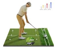 KBBAM Premium Dual-Turf 5x4ft Golf Mat: Upgraded Golf Hitting Mat, Alignment & Angle of Approach Aid, Indoor/Outdoor Practice Swing Chipping Mat, Green