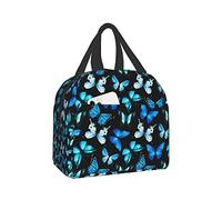 KBBMFEU Butterfly Lunch Bag Insulated Blue Butterflies Lunch Box For Teen Girls Boys Women Men Reusable Cooler Teto Bags for School Work Office
