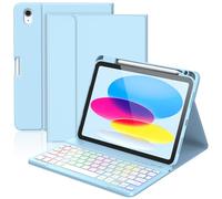 KBCASE for iPad 10th /A16 11th Generation Case with Keyboard Detachable Keyboard Case for iPad 10th 10.9" 2022/A16 11th Generation 11" 2025 with Pencil Holder, Multi-Angle,UK Layout, Blue