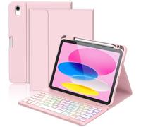 KBCASE for iPad 10th /A16 11th Generation Case with Keyboard Detachable Keyboard Case for iPad 10th 10.9" 2022/A16 11th Generation 11" 2025 with Pencil Holder, Multi-Angle,UK Layout, Pink