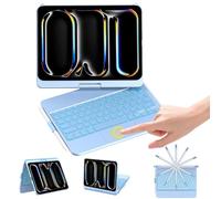 KBCASE iPad Pro 11 inch Case with Keyboard (M5/M4, 2025/2024), 360° Rotatable Bluetooth Keyboard, Multi-Touch Trackpad, 7-Color Backlit, Landscape/Portrait, QWERTY, Built-in Pencil Holder, Ocean Blue