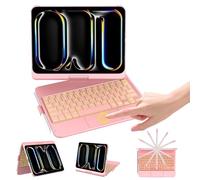 KBCASE iPad Pro 11 inch Case with Keyboard (M5/M4, 2025/2024), 360° Rotatable Bluetooth Keyboard, Multi-Touch Trackpad, 7-Color Backlit, Landscape/Portrait, QWERTY, Built-in Pencil Holder, Rose Gold