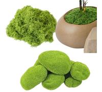 KBCYRT 100g artificial moss and 5 pcs Fake Moss Stones, for Crafts, Fairy Gardens, Terrariums, Christmas, Easter, Table Decor, and Planters