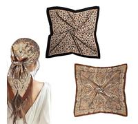 KBCYRT 2 PCS satin scarf,silk scarf,head scarf, Brown Bandana, Versatile Hair Accessory for Travel, Outdoor and Formal Occasions