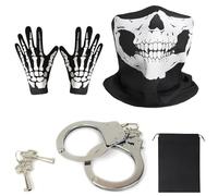 KBCYRT 5 Sets White Skeleton Gloves and Skull Face Mask Ghost Bones - Halloween Masks Adults, for Halloween Dance Party Cosplay, Ghost Costume Accessories for Party Cosplay