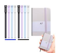 KBCYRT 7 PCS Erasable Pens,1 PCS A7 Leather Notebook, Cute Stationary,4 blue cores, 4 black cores,0.7mm Tip, Cat appearance design,for Students Adults Children Stationery School Office Supplies