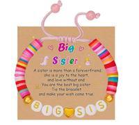 KBCYRT Big Sister Bracelet Gift Set with Card - Adjustable Letter Bead Bracelet for Girls | A Thoughtful Keepsake for Big Sisters from Parents & Family | Ideal for Birthdays, Christmas & Baby Showers