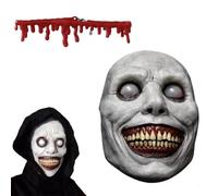 KBCYRT Ghostface Mask - Scary Halloween Mask for Adults with Exorcist Smile Design, Latex Full Head Skull Helmet for Cosplay & Themed Parties