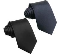 KBCYRT Handmade Classic Tie Set for Men - 2 Pack (Black, Navy) | 8cm Wide Formal Necktie for Business & Occasions