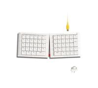 KBDcraft 07Israfel 50% Ergo-Split Low-Profile Mechanical Keyboard, 56-Key Ortho, Lego-Compatible Case, Wired, Linear Switch, Gasket Mount, Hot-Swappable, RGB, QMK, Vial for Win/Mac, Full Kit, White