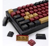 KBDiy 174 Keys Clone Red Samurai Key Caps PBT Double Shot Custom Keycap Set,Keycaps 60 Percent,Cherry Profile Keycaps for GK61/64/68/84/87/100/104/108 Mechanical Keyboard