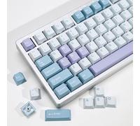 KBDiy Illusion PBT Double Shot Keycap Set,176 Keys Cute Blue Custom Key Cap Keycaps 70 Percent Cherry Profile Keycaps for 61/64/68/84/87/100/104/108 Mechanical Keyboard
