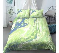 KBDQGX 3D Light Green Blue Flowing Luxury Texture Fluid Art Printed Pattern King Size Duvet Cover Set For Adults, 3 Pcs Super Soft Easy Care Microfiber Bedding Set Quilt Cover 230X220Cm With 2 Pill