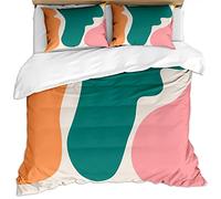 KBDQGX Bedding Set Duvet Covers Double Size Bed 200X200Cm 3 Pieces 3D Red Green White Pink Simple Pattern Ultra Soft Hypoallergenic Microfiber Quilt Cover Sets With 2 Pillowcases And Zipper Closure