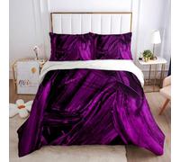 KBDQGX Bedding Set Duvet Covers Single Size Bed 135X200Cm 3 Pieces 3D Dark Purple Three-Dimensional Stripes Abstract Luxury Art Gradient Pattern Ultra Soft Hypoallergenic Microfiber Quilt Cover Set
