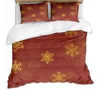 KBDQGX Bedding Set Duvet Covers Super King Size Bed 260X220Cm 3 Pieces 3D Christmas Art Red Snowflakes Pattern Ultra Soft Hypoallergenic Microfiber Quilt Cover Sets With 2 Pillowcases And Zipper Cl