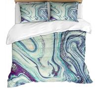 KBDQGX Bedding Set Kids Single Duvet Set Blue And Purple Color Mixing Swirl Luxury Texture Fluid Art 3 Pieces Printed Pattern With 2 Pillowcases 50X75Cm, Soft Hypoallergenic Microfiber Quilt Cover