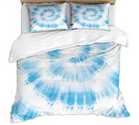 KBDQGX Bedding Set Kids Single Duvet Set Blue And White Swirl Colorful Art Graffiti 3 Pieces Printed Pattern With 2 Pillowcases 50X75Cm, Soft Hypoallergenic Microfiber Quilt Cover 135X200Cm, With Z