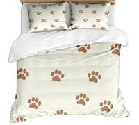 KBDQGX Bedding Set King Size Duvet Set Brown Cute Animal Footprints On White Background 3 Pieces Printed Pattern With 2 Pillowcases 50X75Cm, Soft Hypoallergenic Microfiber Quilt Cover 230X220Cm, Wi
