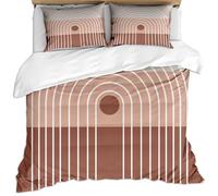 KBDQGX Bedding Set Super King Size Duvet Set Brown Tone Geometric Arc Simple Bohemian 3 Pieces Printed Pattern With 2 Pillowcases 50X75Cm, Soft Hypoallergenic Microfiber Quilt Cover 260X220Cm, With
