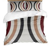 KBDQGX Double Bedding Duvet Covers Set For Kids, 3D Dark Red Brown Black Arc Simple Colorful Art Rainbow Pattern Ultra Soft Easy Care Microfiber Duvet Cover Set 200X200Cm With 2 Pillow Cases, Home