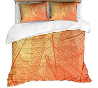 KBDQGX Duvet Covers Double Bed 3 Pieces 3D Golden Simple Art Leaves Printed Pattern Boys Girls Bedding Sets, Ultra Soft Hypoallergenic Microfiber Quilt Covers With Zipper Closure And 2 Pillowcases