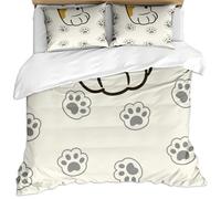 KBDQGX Duvet Covers King Bed 3 Pieces 3D Cute Animal Footprints With Cat Paw Pattern On White Background Printed Pattern Teens Bedding Sets, Ultra Soft Hypoallergenic Microfiber Quilt Covers With Z