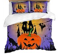 KBDQGX Duvet Covers King Size Beds 230X220Cm 3 Pcs Ultra Soft Hypoallergenic Microfiber Quilt Cover, 3D Pumpkin Haunted House Black Cat Halloween Printed Bedding Sets With Zipper Closure And 2 Pill