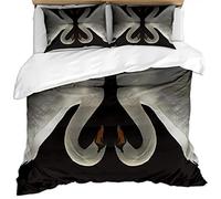 KBDQGX Duvet Covers King Size Beds 230X220Cm 3 Pcs Ultra Soft Hypoallergenic Microfiber Quilt Cover, 3D Black And White Swan Reflection On Lake Printed Bedding Sets With Zipper Closure And 2 Pillow