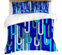 KBDQGX Duvet Covers Single Bed 135X200Cm 3 Pcs 3D Blue Tone Layered Abstract Texture Lines Printed Bedding Set Single Bed Ultra Soft Hypoallergenic Microfiber Quilt Cover Set With Zipper Closure An
