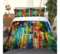 KBDQGX Duvet Covers Single Bed 135X200Cm 3 Pcs 3D Colorful Painted City Printed Bedding Set Single Bed Ultra Soft Hypoallergenic Microfiber Quilt Cover Set With Zipper Closure And 2 Pillowcases