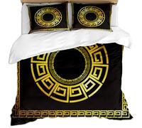 KBDQGX Duvet Covers Super King Size Bed 3 Pcs 3D Black And Gold Atmospheric Volute Pattern Abstract Classical Art Printed Bedding Set, Ultra Soft Hypoallergenic Microfiber Quilt Cover Set 260X220Cm