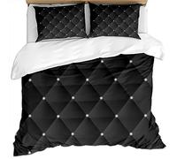 KBDQGX Duvet Covers Super King Size Bed 3 Pcs 3D Black Bottom Diamond Light Rhombus Printed Bedding Set, Ultra Soft Hypoallergenic Microfiber Quilt Cover Set 260X220Cm With 2 Pillowcases & Zipper C