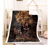 KBDQGX Flannel Fleece Blanket Baby Size 130X150Cm 3D Animal Leopard Pattern Printed Pattern Plush Throw Blanket Fluffy Soft Blanket Microfiber For Sofa, Bed, Couch Warm And Cozy For All Seasons