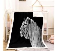 KBDQGX Flannel Fleece Blanket Baby Size 150X180Cm 3D Animal White Tiger Printed Pattern Plush Throw Blanket Fluffy Soft Blanket Microfiber For Sofa, Bed, Couch Warm And Cozy For All Seasons