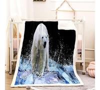 KBDQGX Flannel Fleece Blanket Baby Size 80X150Cm 3D Animal White Bear Printed Pattern Plush Throw Blanket Fluffy Soft Blanket Microfiber For Sofa, Bed, Couch Warm And Cozy For All Seasons