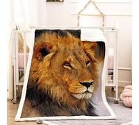 KBDQGX Fleece Blanket Golden Animal Lion Printed Pattern 130X150Cm Soft Fluffy Throws For Sofas, Single/Twin Bed Large Plush Blankets, Microfiber Flannel Blankets For Chairs/Bed, Warm & Cozy
