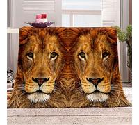 KBDQGX Fleece Sofa Blankets For Bedding 150X200Cm Extra Soft & Warm Microfiber Sherpa Throw Blanket Golden Animal Lion Printed Pattern Thickened Flannel Blanket Faux Fur Fleece Throw Blanket