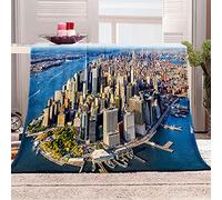 KBDQGX Fleece Sofa Blankets For Bedding 180X200Cm Extra Soft & Warm Microfiber Sherpa Throw Blanket Seaside City View Printed Pattern Thickened Flannel Blanket Faux Fur Fleece Throw Blanket