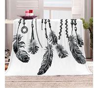 KBDQGX Fleece Sofa Blankets For Bedding 80X150Cm Extra Soft & Warm Microfiber Sherpa Throw Blanket Gray Feather Print Printed Pattern Thickened Flannel Blanket Faux Fur Fleece Throw Blanket