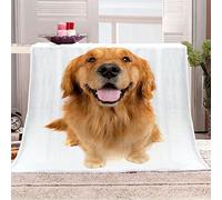 KBDQGX Sherpa Fleece Throw Blankets For Sofas Beds 150X180Cm 100% Polyester Fluffy Comfy Thick Flannel Blanket For Kids/Adults, Golden Animal Puppy Printed Pattern Winter Warm Plush Blanket