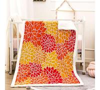 KBDQGX Sherpa Fleece Throw Blankets For Sofas Beds 70X100Cm 100% Polyester Fluffy Comfy Thick Flannel Blanket For Kids/Adults, Red Abstract Flowers Printed Pattern Winter Warm Plush Blanket