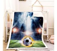 KBDQGX Sherpa Throw Blanket 3D Football Stadium Pattern Soft Fluffy Flannel Fleece Blanket, Warm Thick Velvet Plush Couch Sofa Throw, Cozy Winter Single Bed Blankets For Kids 70X100Cm