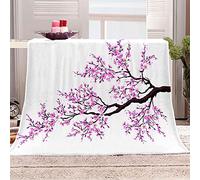 KBDQGX Sherpa Throw Blanket 3D Purple Flower Branches Pattern Soft Fluffy Flannel Fleece Blanket, Warm Thick Velvet Plush Couch Sofa Throw, Cozy Winter Single Bed Blankets For Kids 70X100Cm